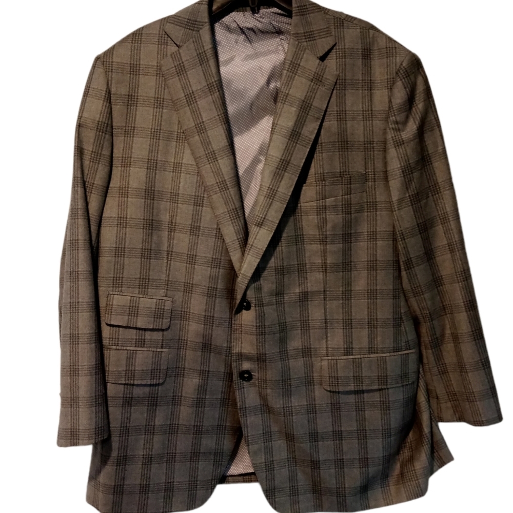 Caraceni Vintage Gray Houndstooth Plaid Men's Sport Coat Jacket Blazer Y2K sz 42